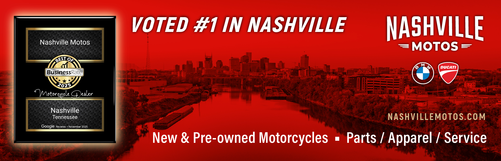 Nashville Motos voted #1 in Nashville, New motorcycle & pre-owned motorcycle dealership